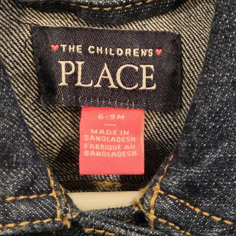 The Childrens Place Baby Girls Dark Wash Denim Jacket Blue‎ 6-9M Snap Front